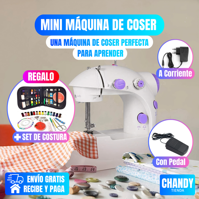 Mini máquina de coser + set de costuras